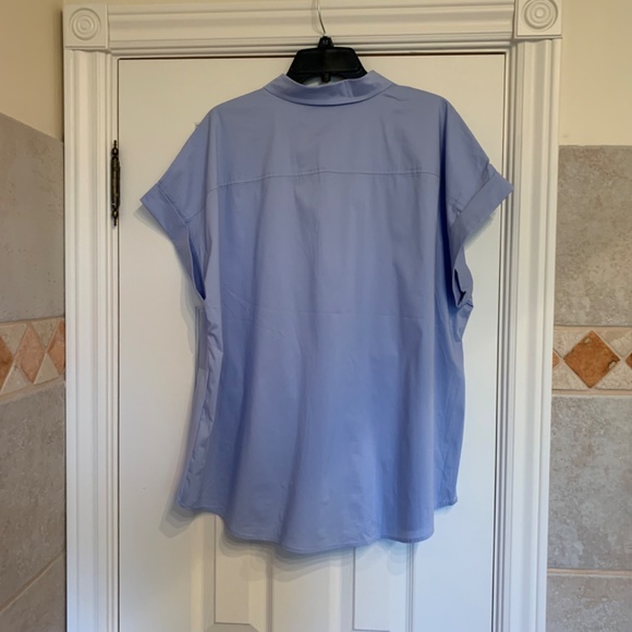 NWT  PLUS 2X  Ralph Lauren Cotton blend Short Sleeve Shirt Pebble Blue - Picture 4 of 7